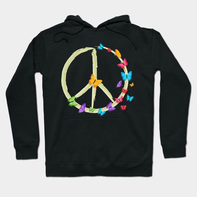 Butterfly Peace Symbol Hoodie by Near-Face Goddess